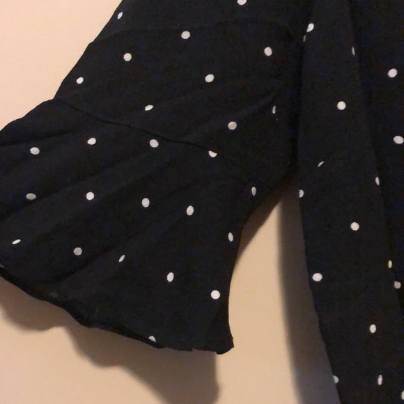 FREE PEOPLE- Polkadot 3/4 Sleeve V Neck Dress - Picture 3 of 8